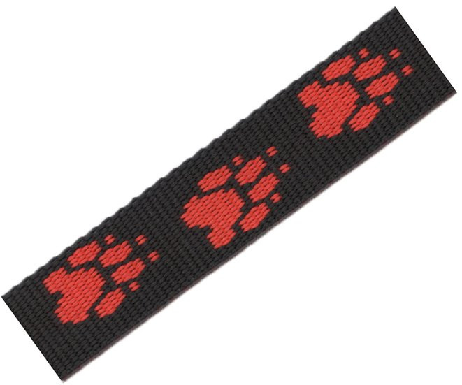Popruh polypropylen tlapka černý/červený - 25mm