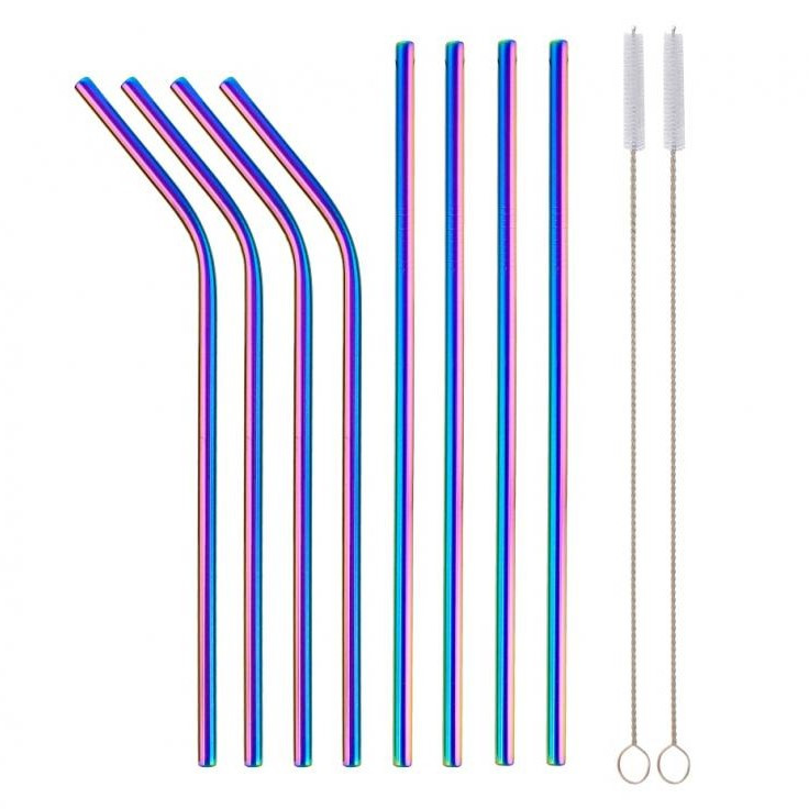 GoDan Nerezová brčka duhová 8ks