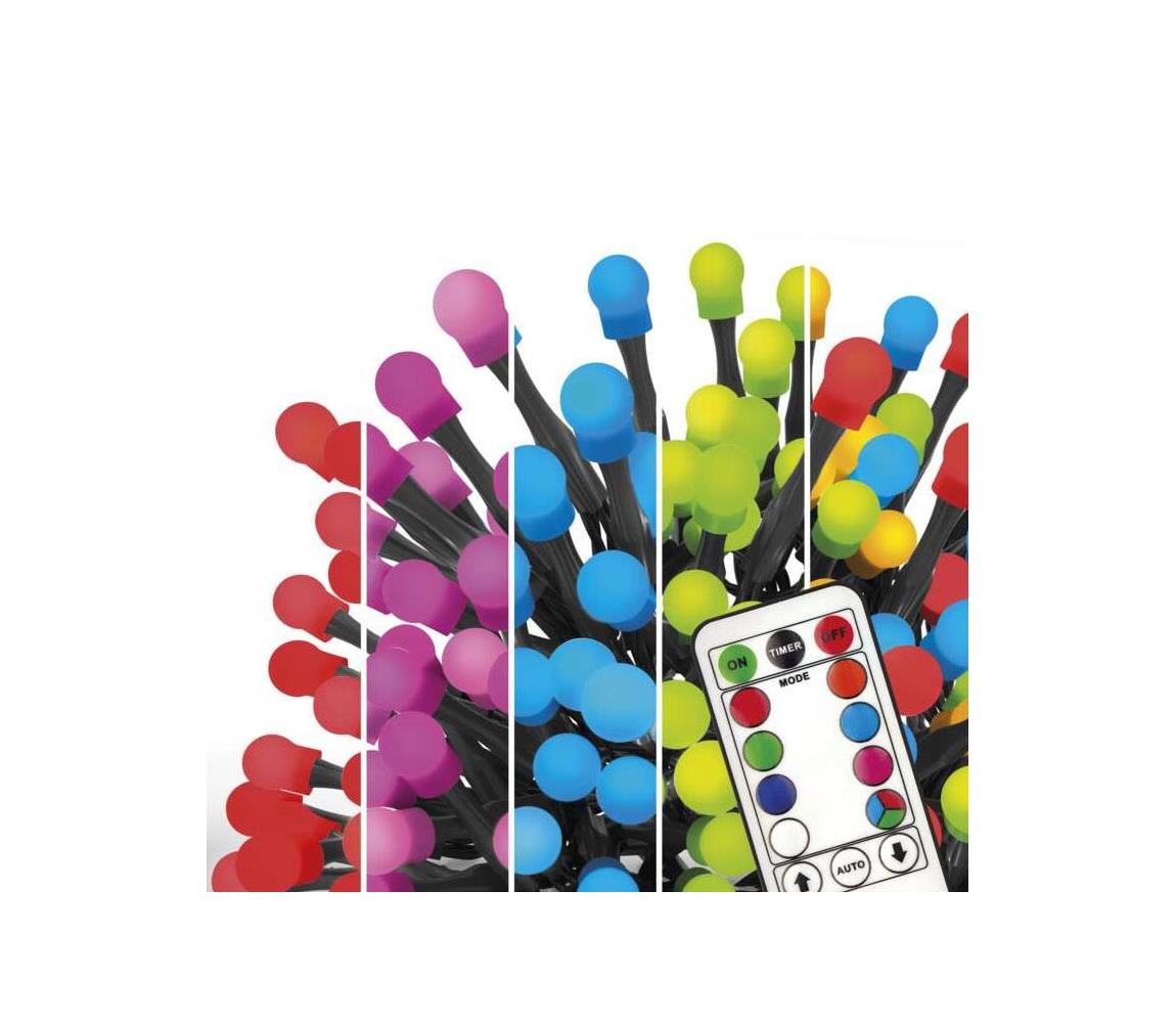 LED RGB Vánoční venkovní řetěz 96xLED/64 módů 15m IP44 + dálkové ovládání