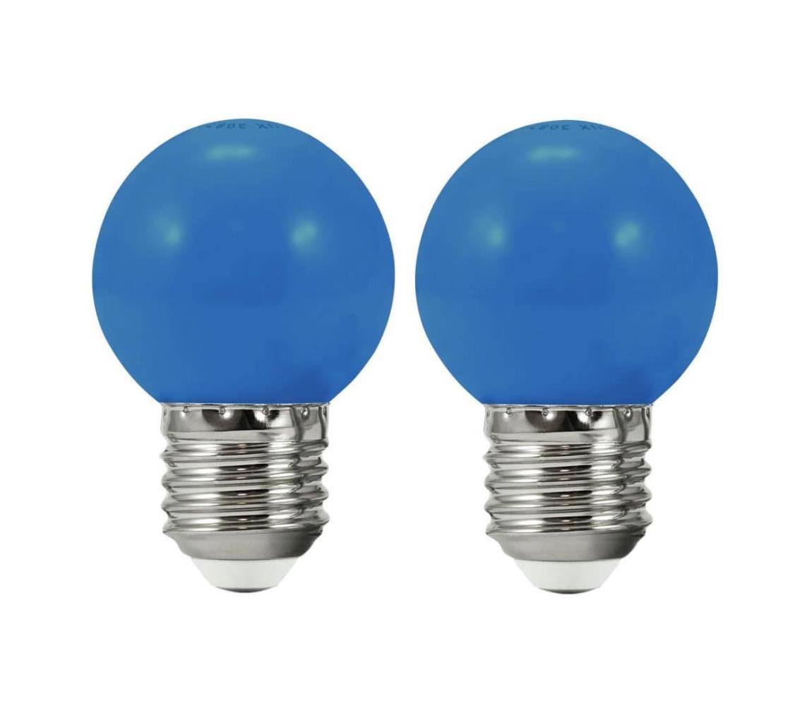 SADA 2x LED Žárovka PARTY E27/0,5W/36V modrá 3000K