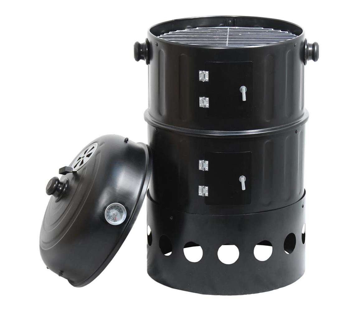 Udírna na dřevěné uhlí 3v1 černá