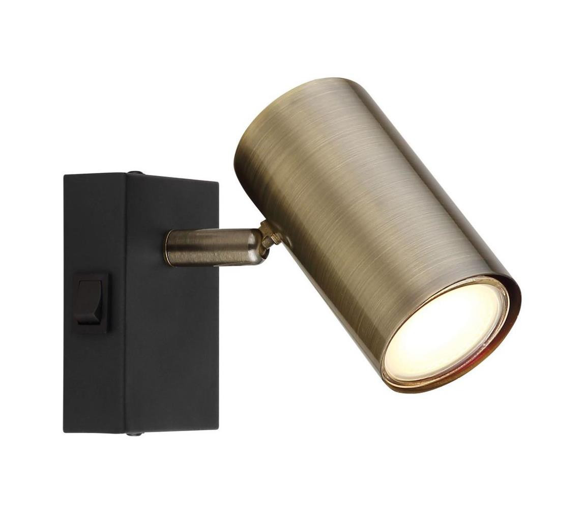 Globo Globo 57911-1M - Nástěnné bodové svítidlo ROBBY 1xGU10/25W/230V černá/mosaz