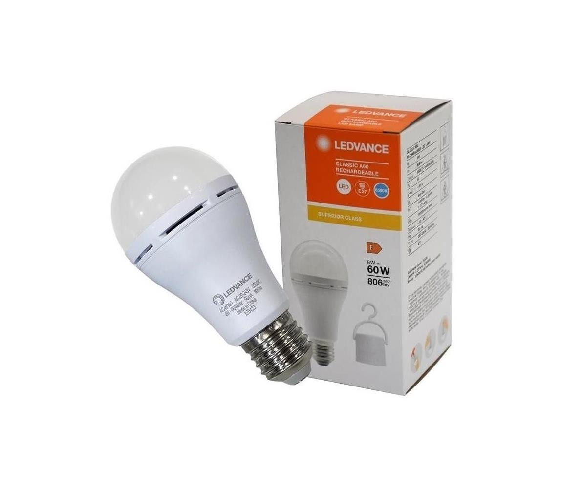 Ledvance LED Žárovka RECHARGEABLE A60 E27/8W/230V 6500K - Ledvance