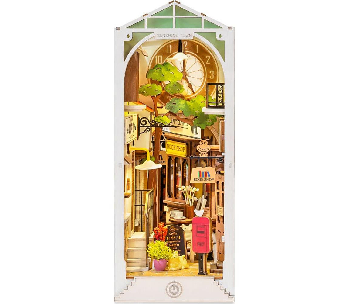 RoboTime Zarážka na knihy miniatura domečku Slunečné městečko