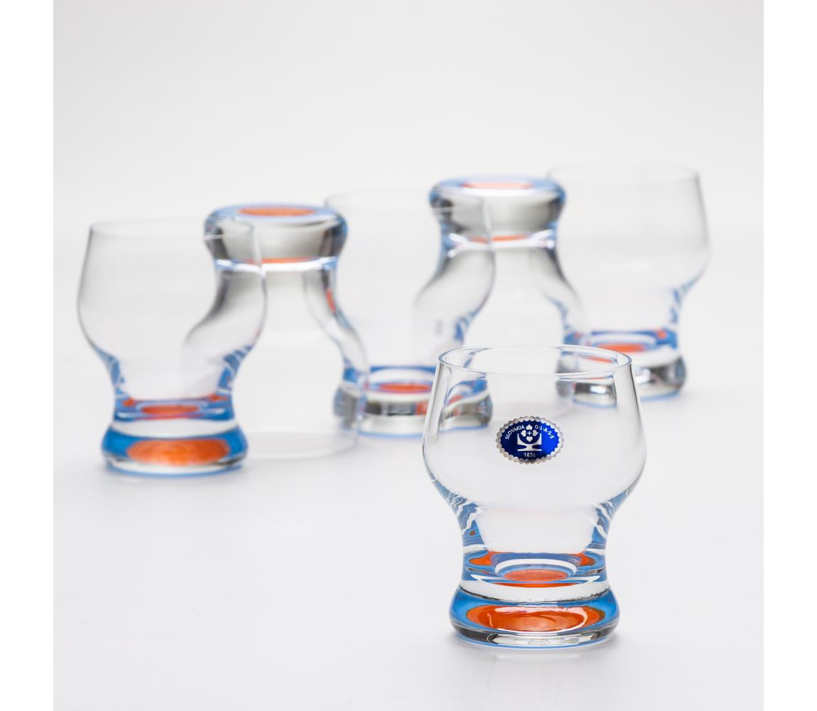 Sada 6x sklenice Katka 130 ml modrá červená