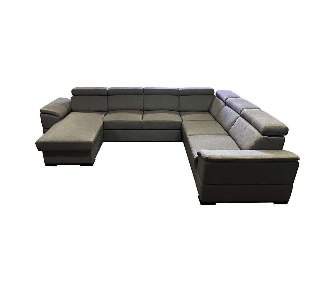 MEBLEDOMI Rozk. sedací souprava s univer. rohem do U s úložným prostorem GRANADA tm. šedá