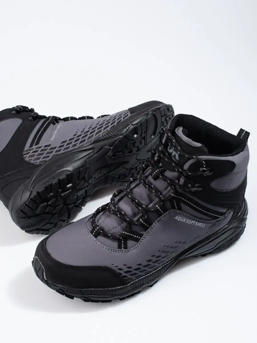 Módní šedé pánské trekingové boty bez podpatku