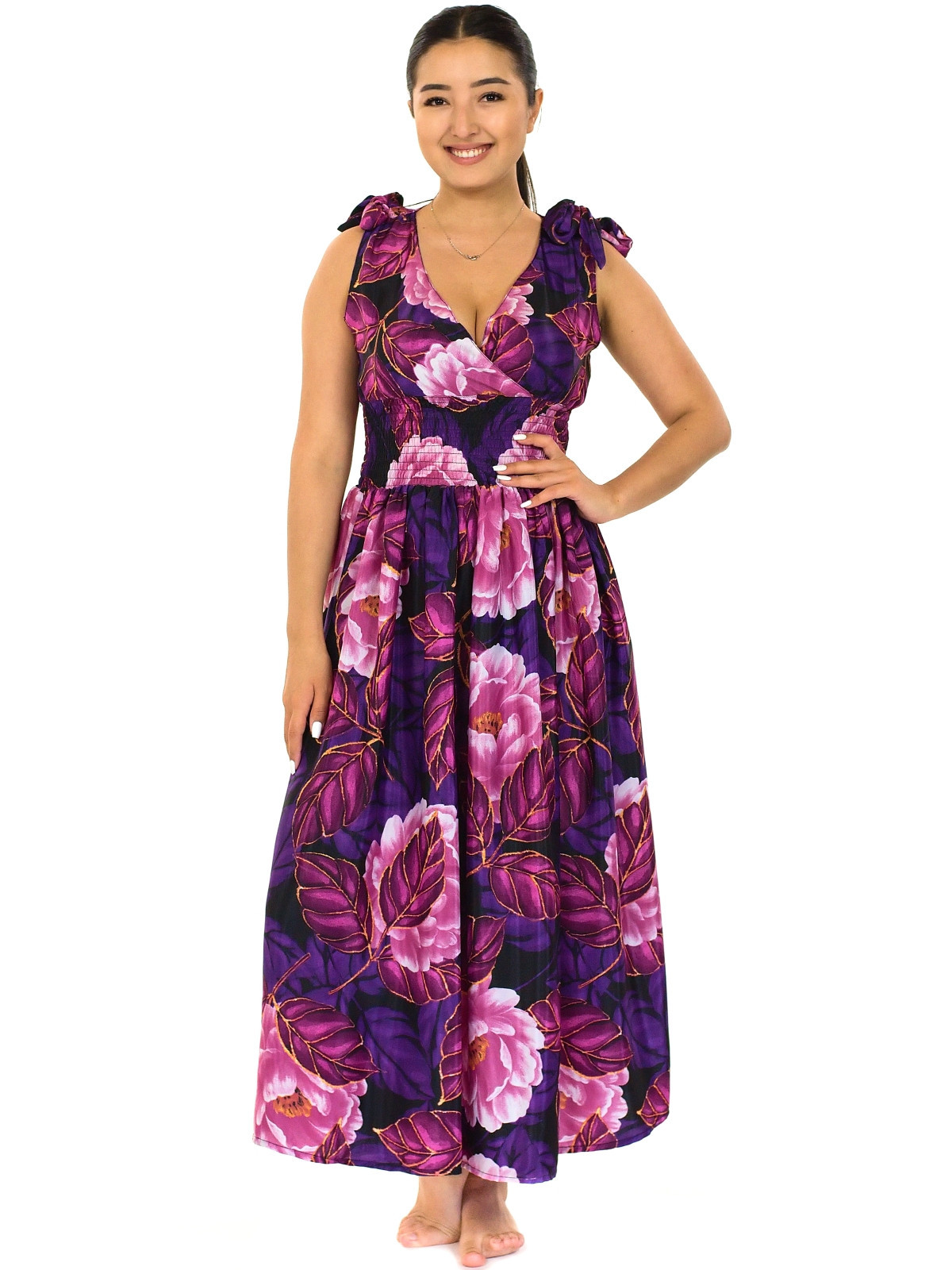 Himalife Šaty se širokými ramínky  Corina - fialová s růžovou Velikost: S/M