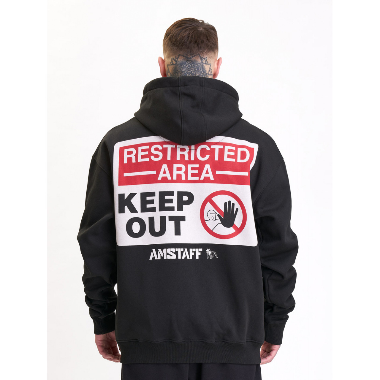 Mikina s kapucí Amstaff Keep Out Oversize - černá, XL