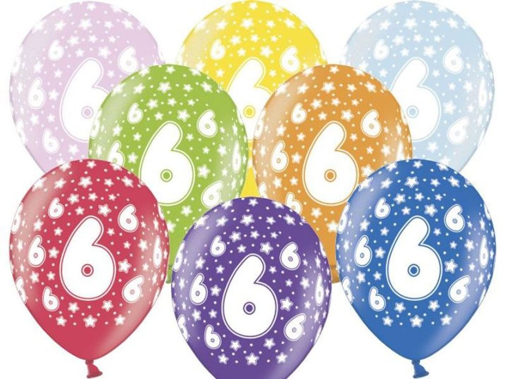 Silné Balónky 30 cm metalické mix - Birthday No.6 - xPartydeco