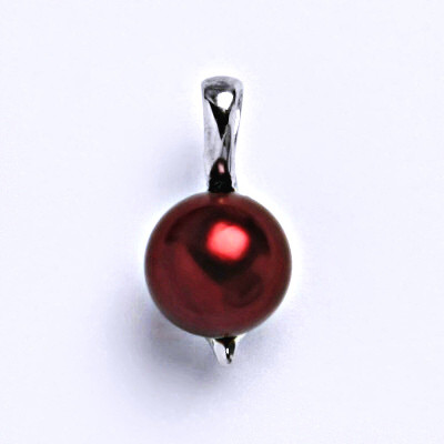 Stříbrný přívěšek s umělou vínovou perlou 10 mm,přívěšek ze stříbra P 1215