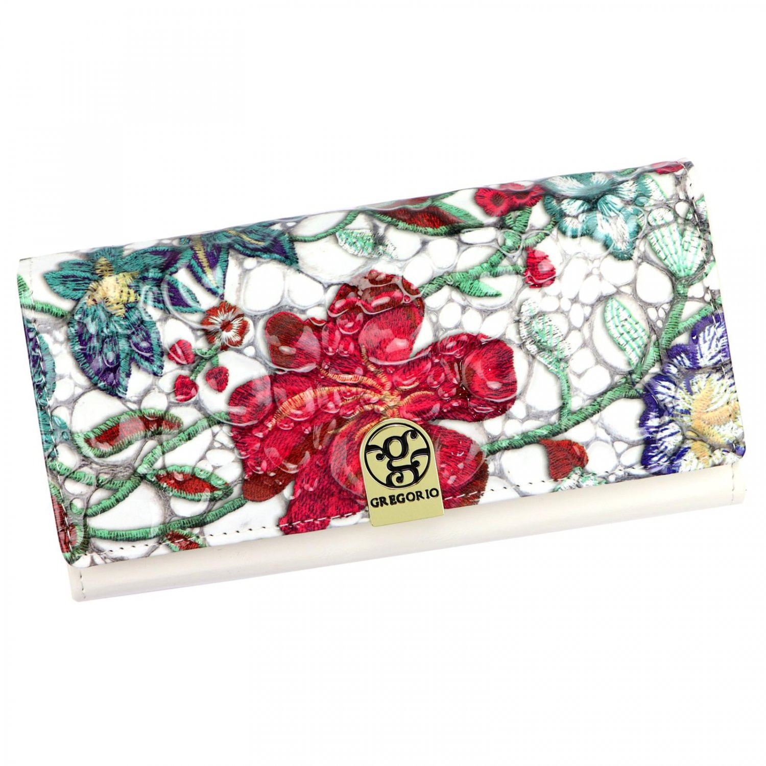 Trendy dámská kožená peněženka Gregorio Tatiana new, bílá/květiny