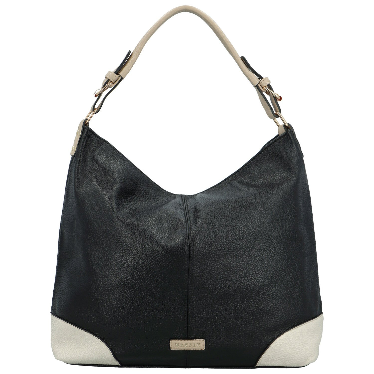 Trendy dámská koženková kabelka na rameno Maya, černá/krémová
