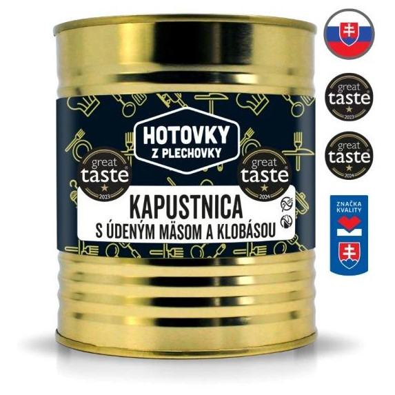 Polévka Hotovky z plechovky Zelňačka s uzeným masem a klobásou 800ml