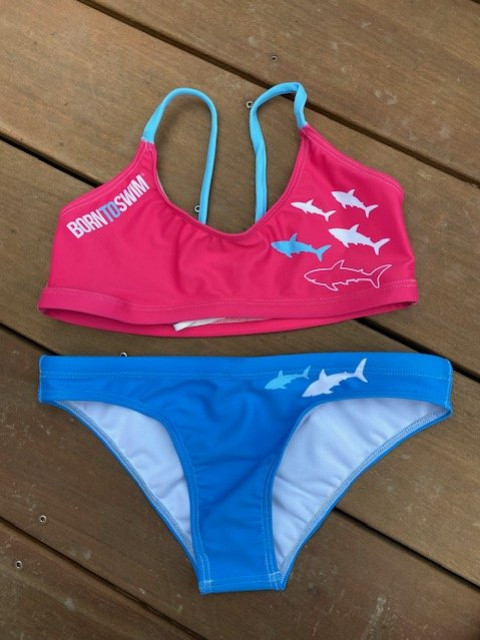 Dámské dvoudílné plavky BornToSwim Sharks Bikini Blue/Pink L