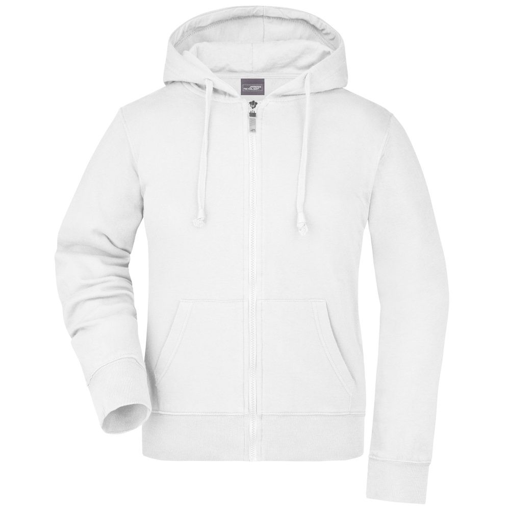 James & Nicholson (Daiber) Dámská mikina na zip s kapucí JN053 - Bílá | L