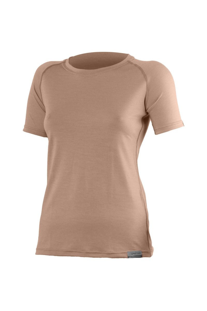 Lasting dámské merino triko ALEA 7474 hnědé Velikost: S