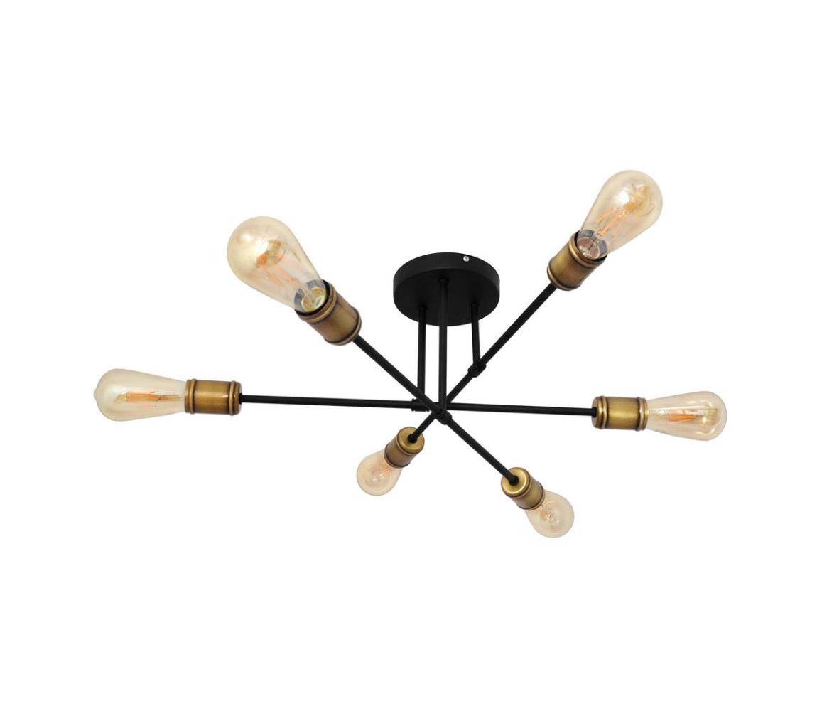 Přisazený lustr CAMBRIDGE 6xE27/20W/230V černá/zlatá