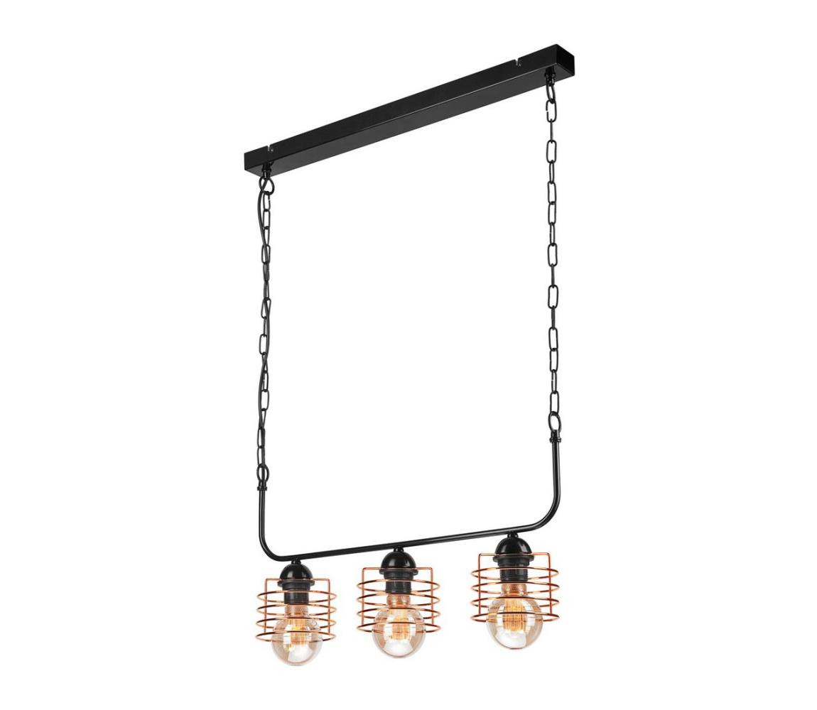 Lustr na řetězu MORGAN 3xE27/60W/230V černá/měděná
