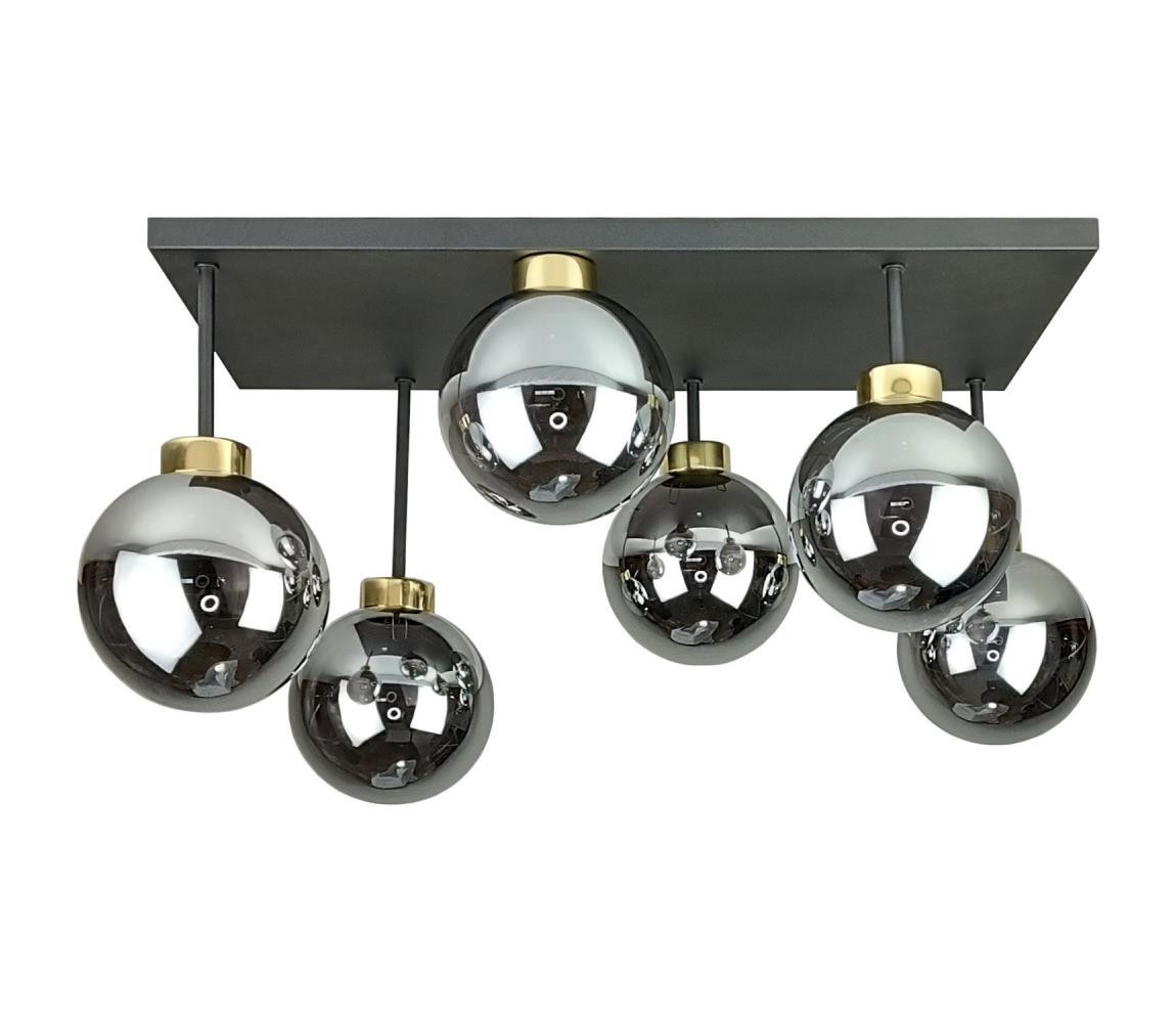 Keter Lighting Přisazený lustr DEA 6xE14/60W/230V černá/zlatá/kouřová černá