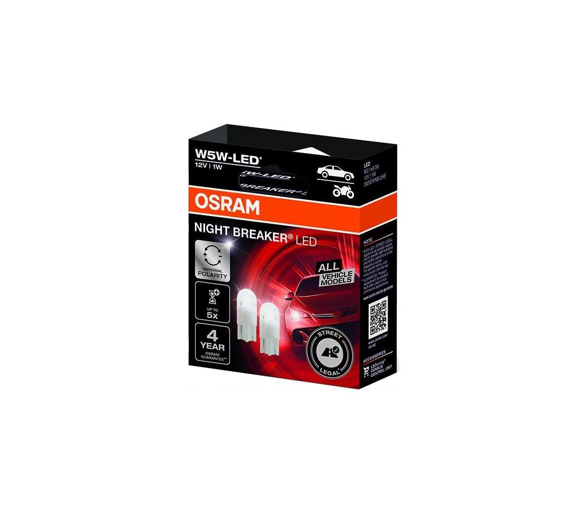 Osram SADA 2x LED Autožárovka NIGHT BREAKER W2.1x9.5d/1W/12V 5700K - Osram
