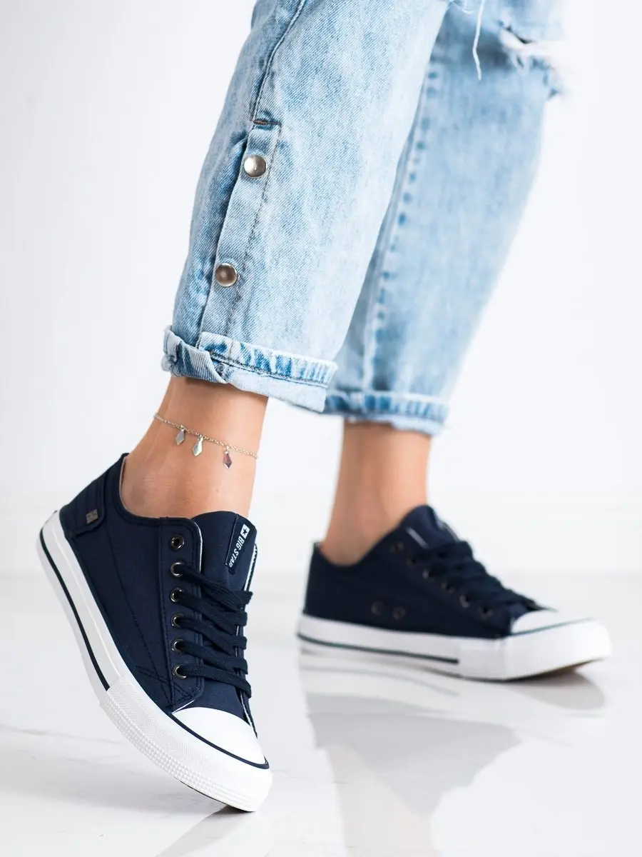 Výborné modré tenisky tmavě modré dámské bez podpatku