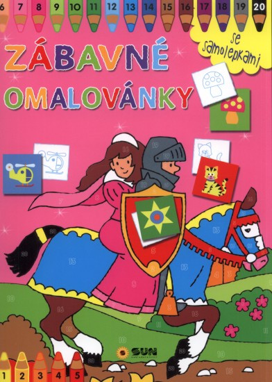Zábavné omalovánky se samolepkami (růžové)