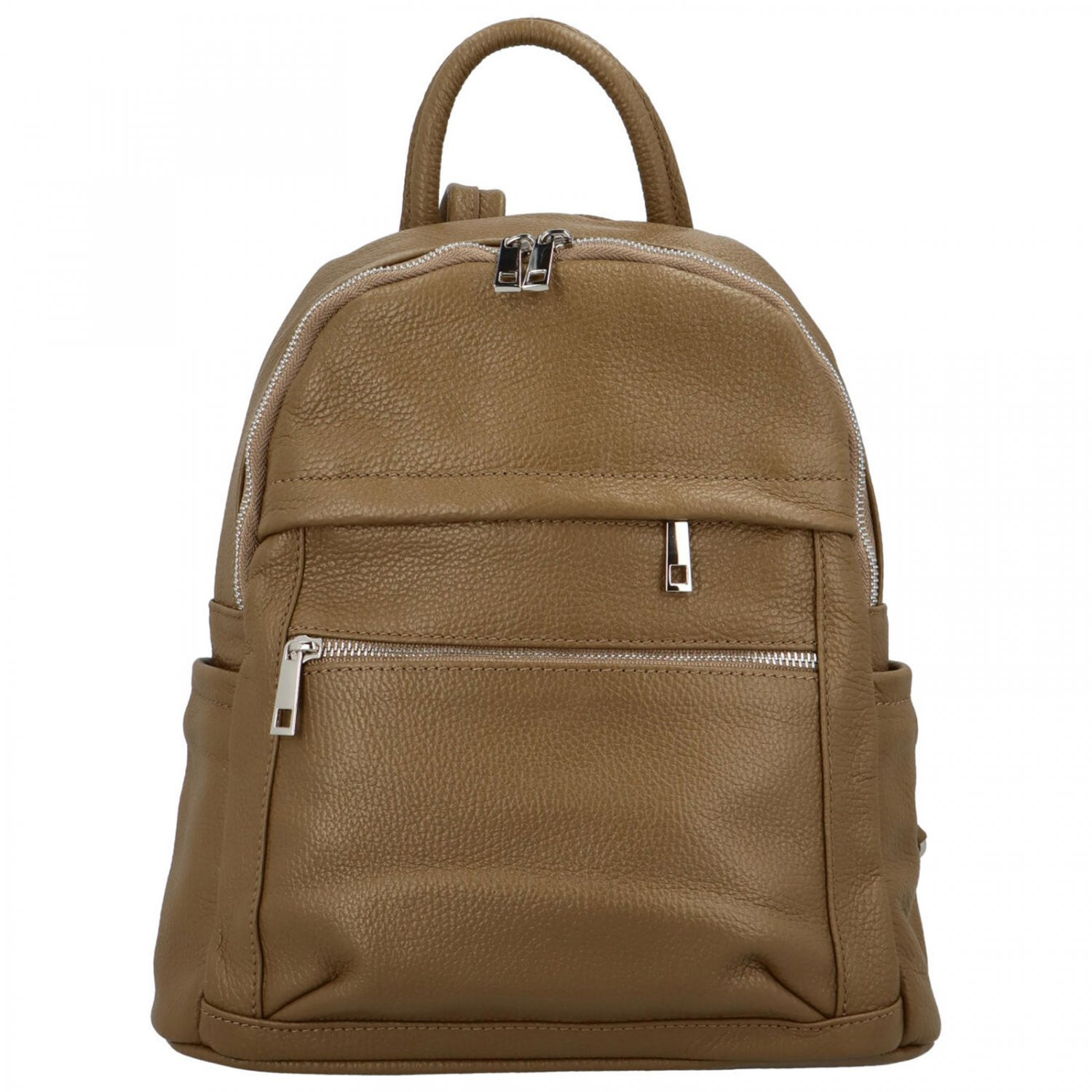 Dámský kožený batoh khaki - Delami Vera Pelle Heylo Khaki