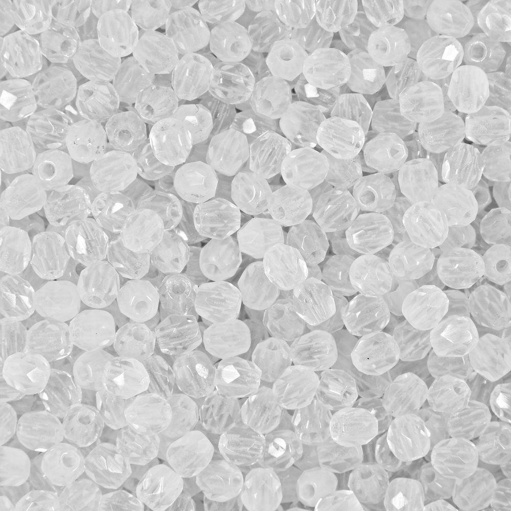 Manumi české broušené korálky 3mm Milky White - 300 ks