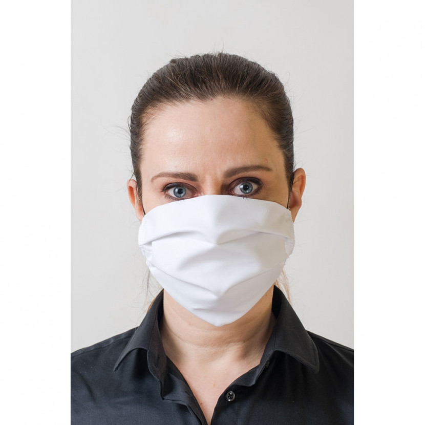 Bavlněná rouška na ústa a nos dvouvrstvá s gumičkou - bílá