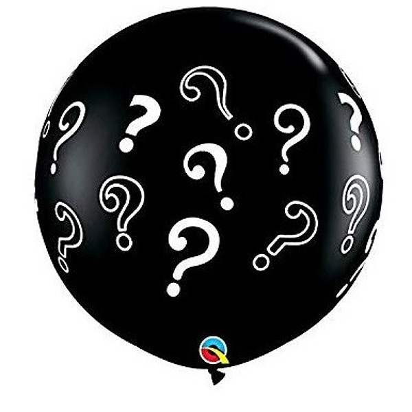Balón latexový černý s otazníky 90 cm 1 ks
