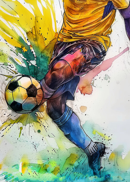 Justyna Jaszke Ilustrace Sport Watercolor Football, Justyna Jaszke, 30 × 40 cm