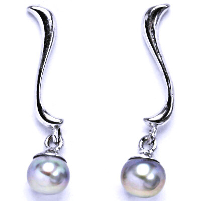 Náušnice stříbrné s přírodní šedou perlou NŠ 1227 pp