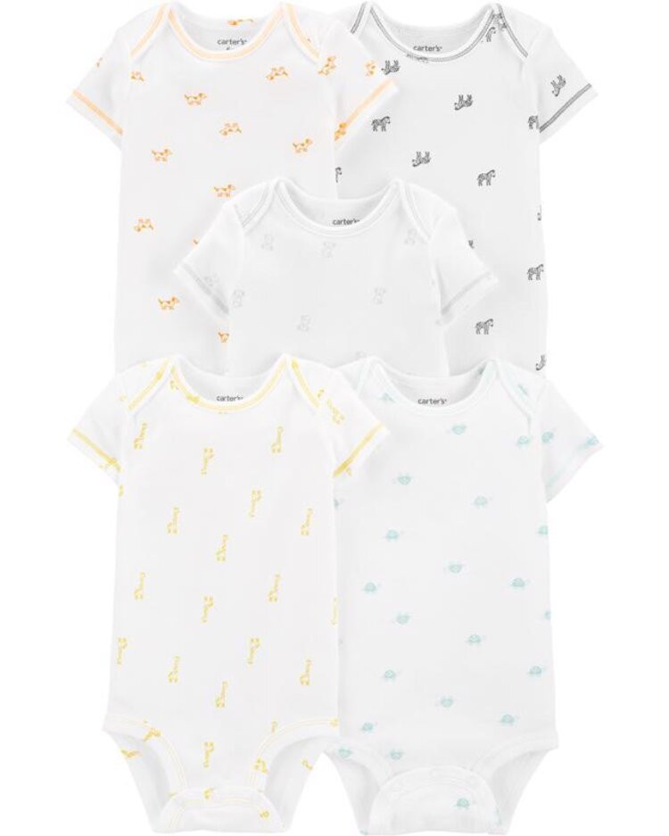 CARTER'S Body krátký rukáv 5 ks, Zvířátka - 24 m/vel. 92