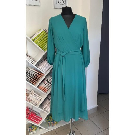 Dámské zavinovací šaty KASANDRA 3/4 rukáv midi zelené, Velikost 48, Barva Zelená Bellezza 0020007