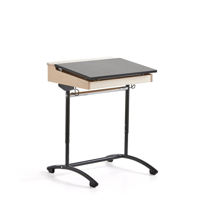 Školní lavice ACCESS, 650x550 mm, nastavitelná výška, linoleum, antracitově šedá/tmavě šedá