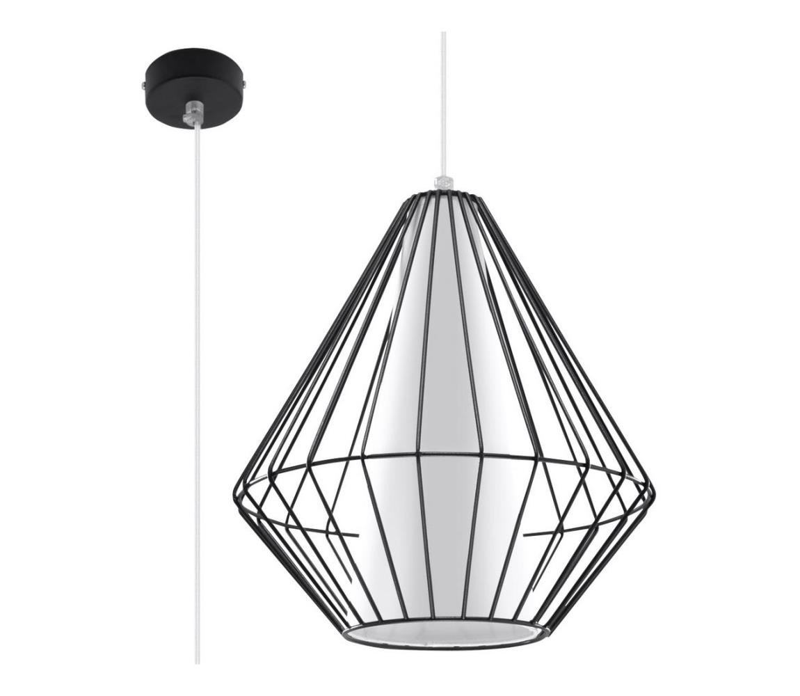 SL.0298 - Lustr na lanku DEMI 1xE27/60W/230V černá/bílá