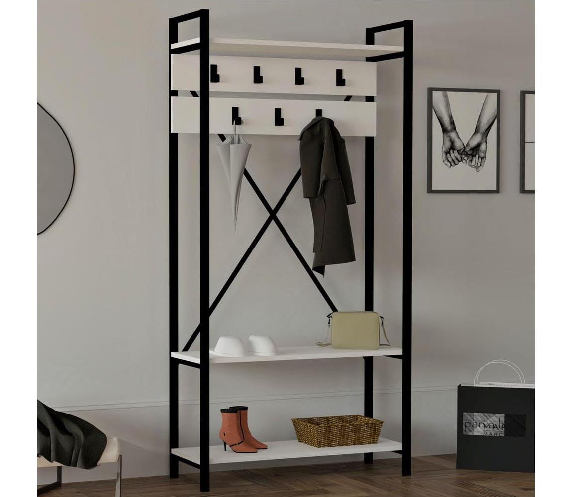 Předsíňová stěna  180x90 cm bílá/černá