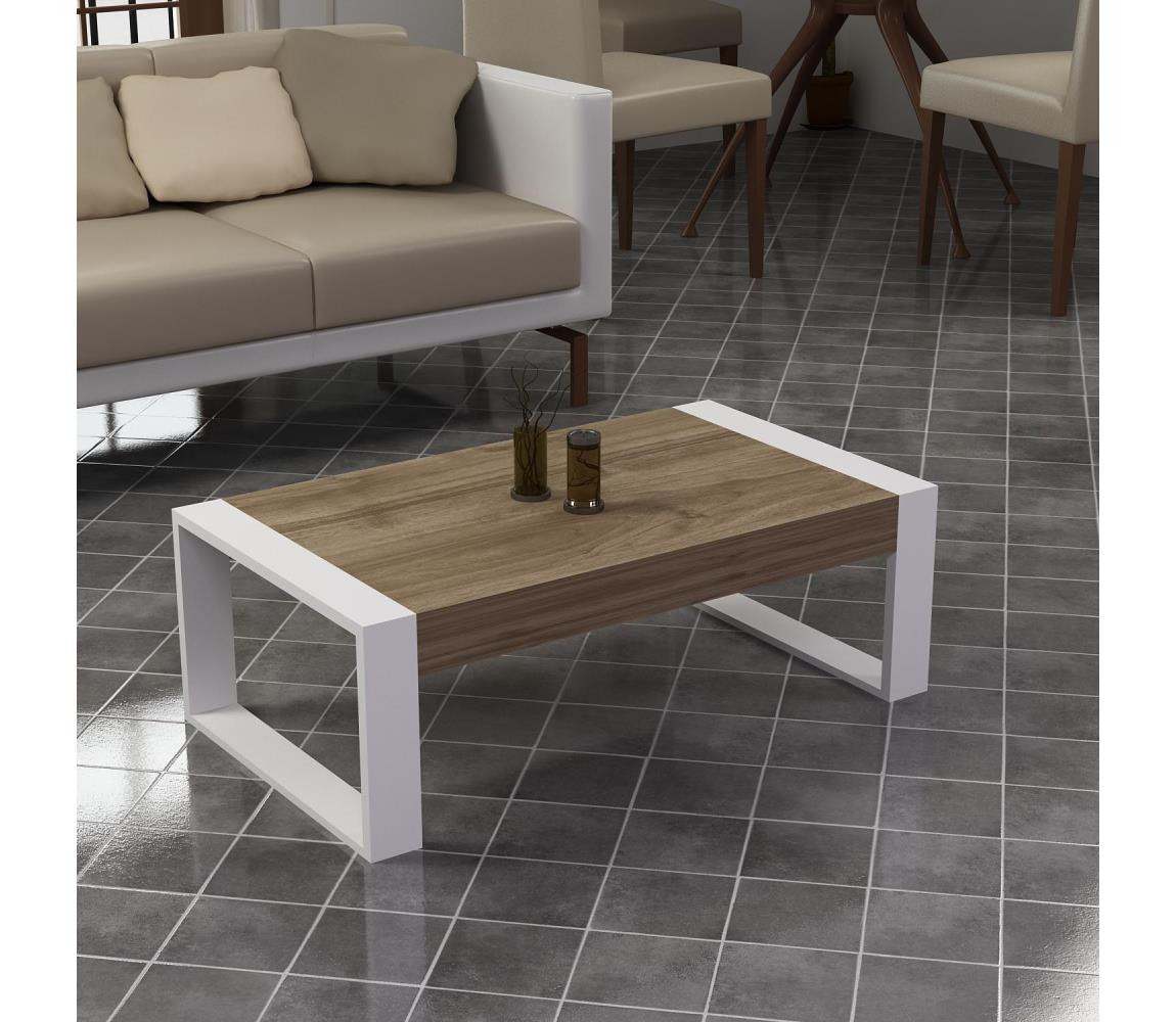 Konferenční stolek RETRO 40x90 cm bílá/hnědá