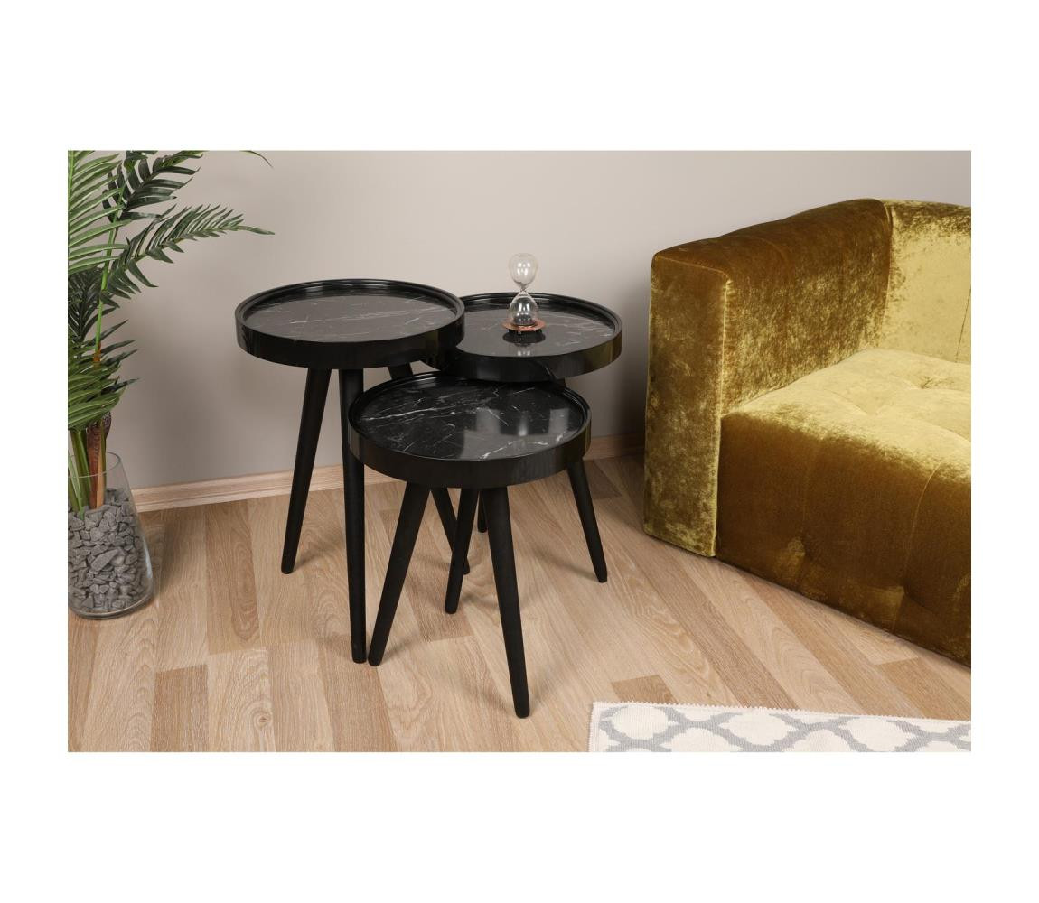 SADA 3x Odkládací stolek CALL černá