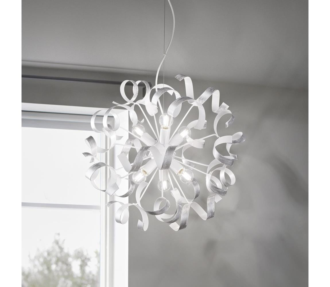 Ideal Lux Ideal Lux - Lustr na lanku VORTEX 6xE14/40W/230V pr. 53 cm stříbrná/patina