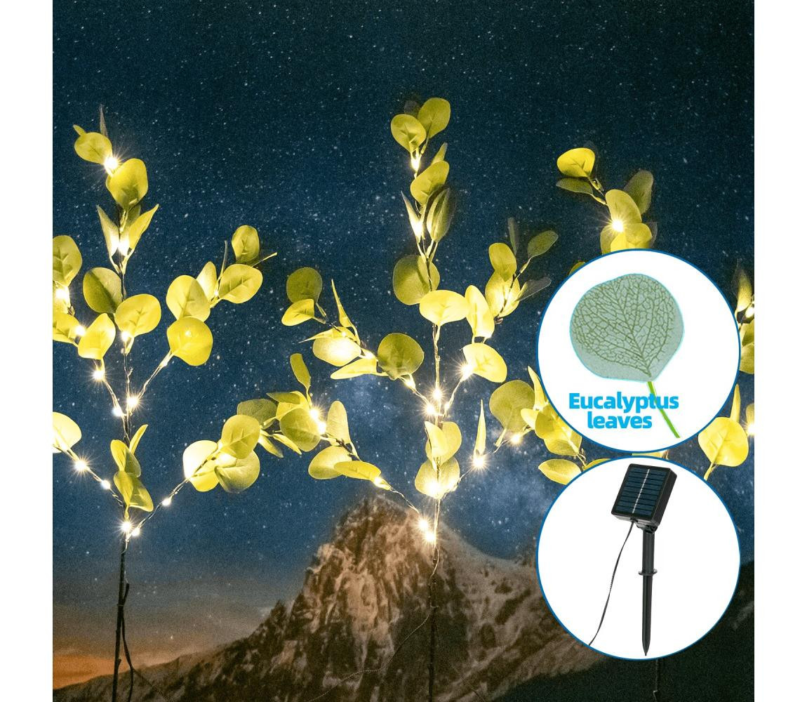 B.V.  - LED Solární dekorace 60xLED/3,5m IP65 teplá bílá eukalyptus
