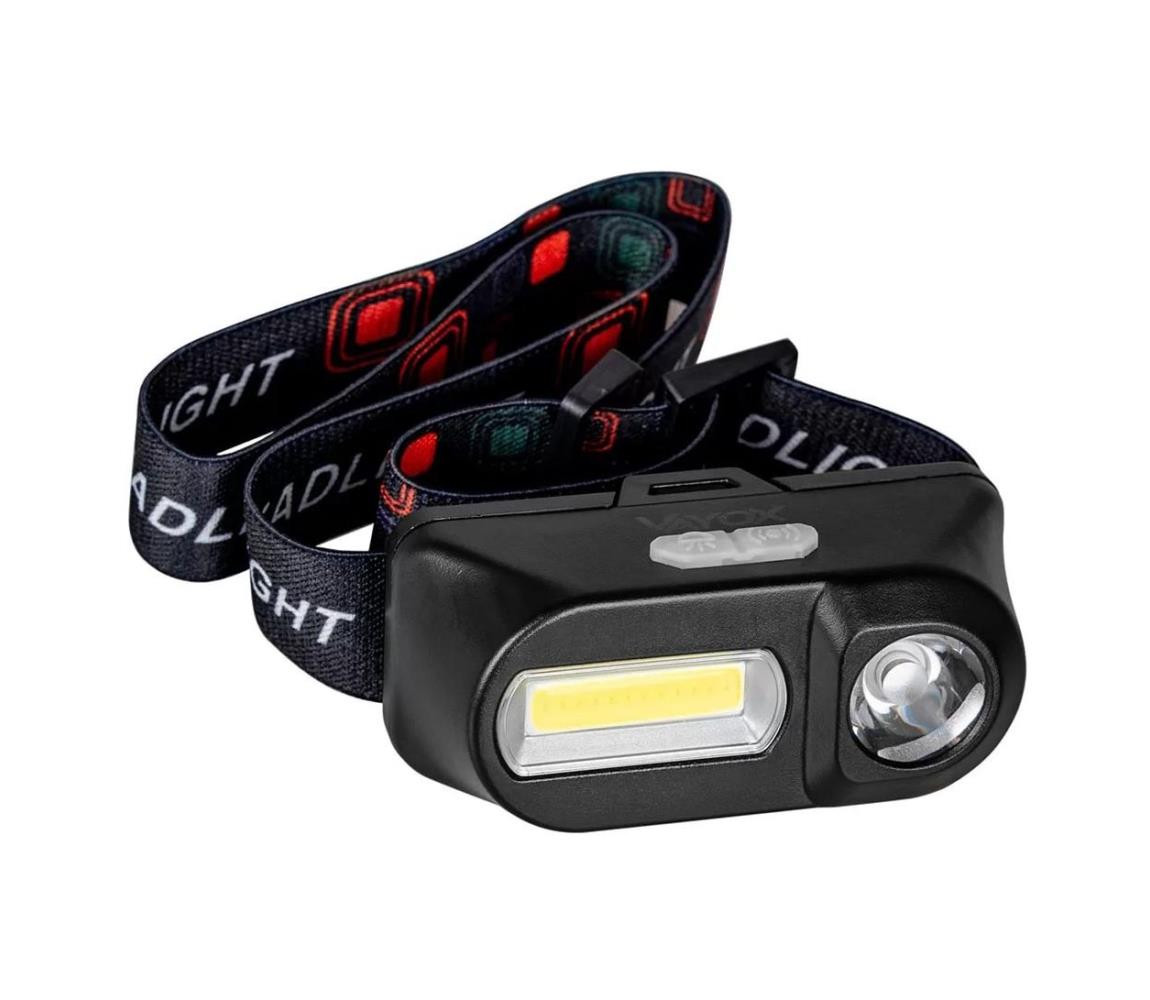Vayox LED Stmívatelná nabíjecí čelovka 2xLED/5V IP44 210 lm 2000 mAh