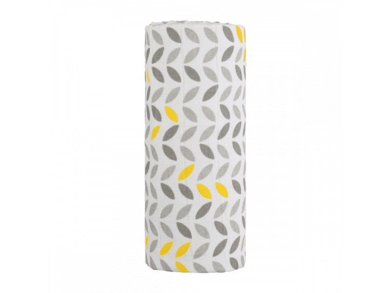 T-TOMI Velká bavlněná TETRA osuška, grey leafs/šedé lístky