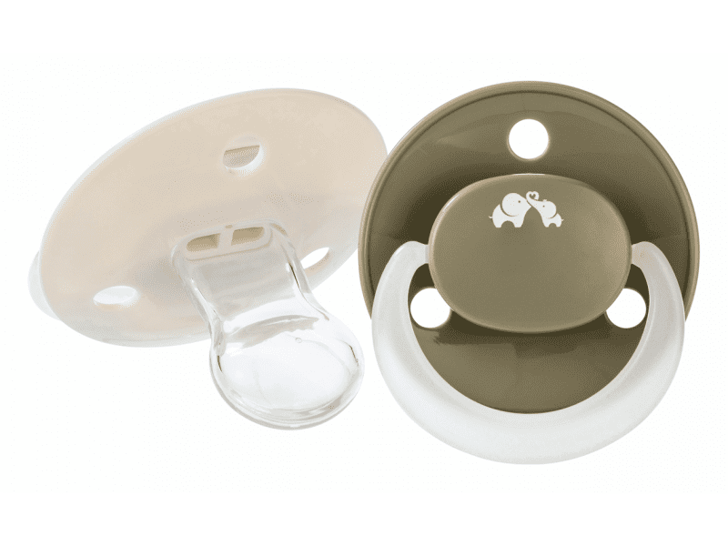 Bebeconfort Šidítko silikonové symetrické svíticí 2ks 0m+ Sand/Green