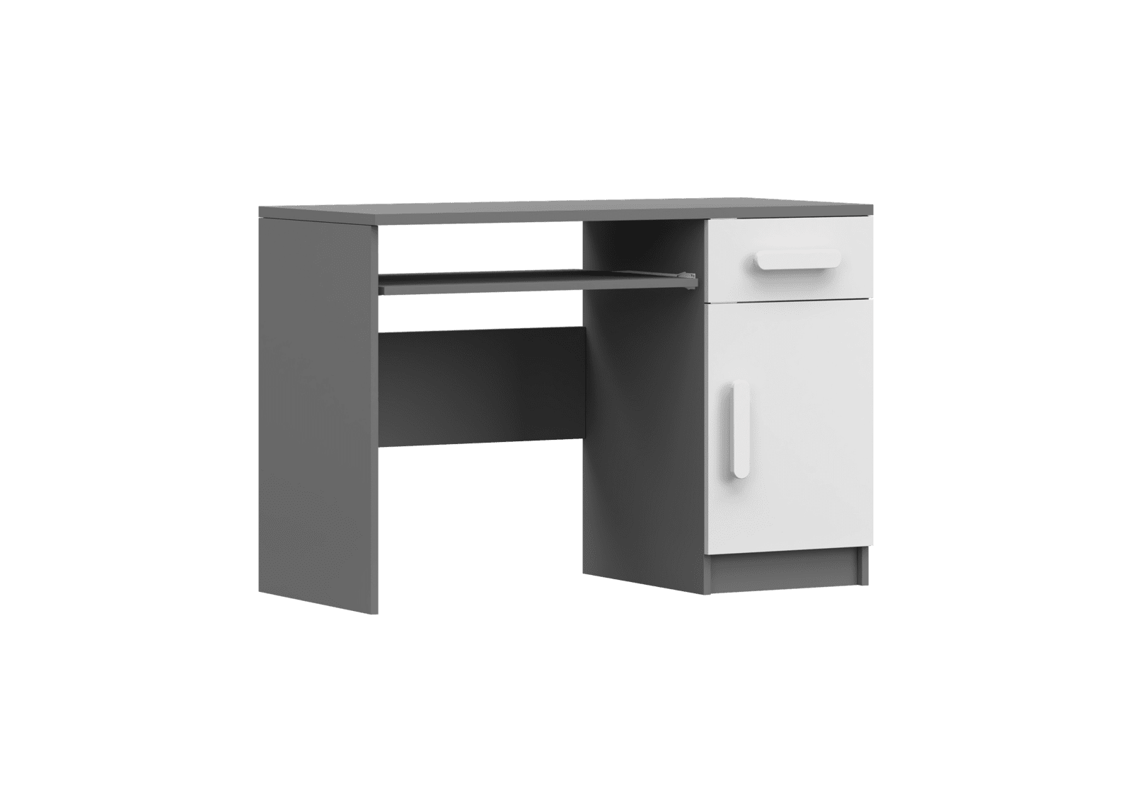IDZ Psací stůl SMYK II 08, 110 cm Bílá + Grafit / Barevné úchytky Barva: Bílá