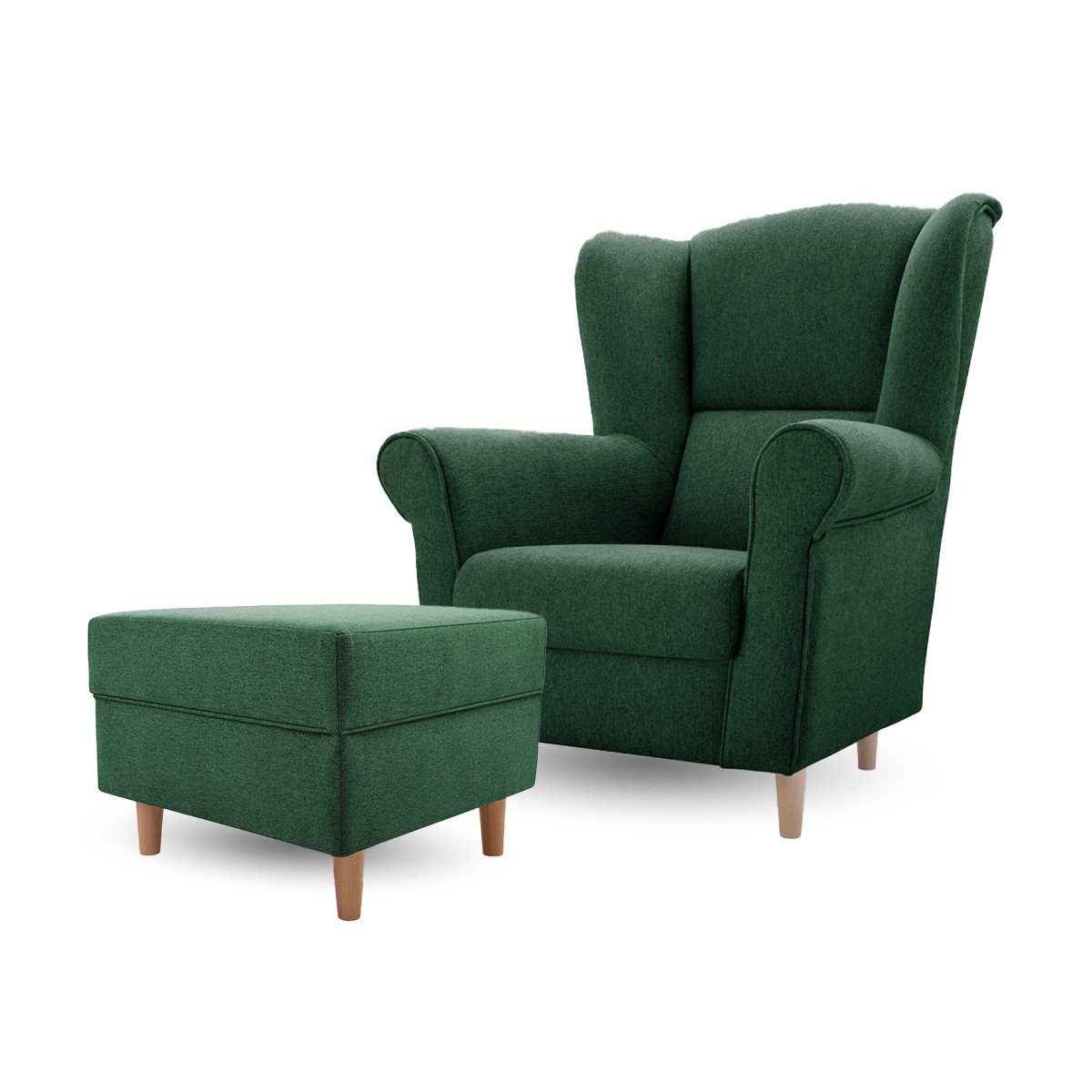 IDZ Sedací souprava: Křeslo LOFT 1 + taburet LOFT, Tmavá zelená Avra 12