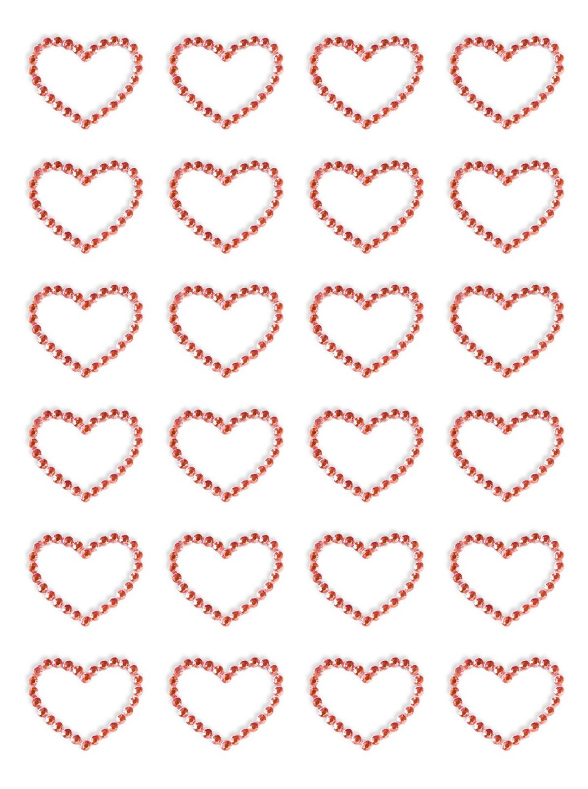 Galeria Papieru Samolepicí dekorační srdíčka - kamínky, červené 24 ks