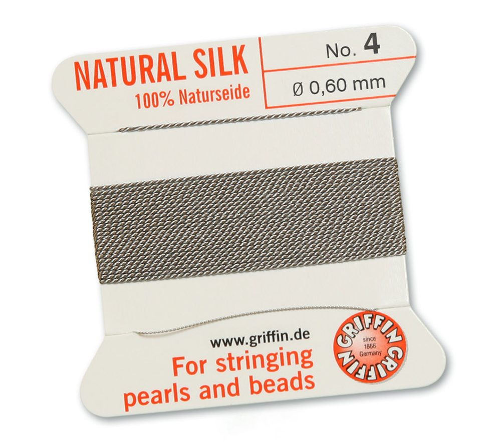 GRIFFIN Hedvábná nit s jehlou 0,6mm/2m šedá - 1 ks