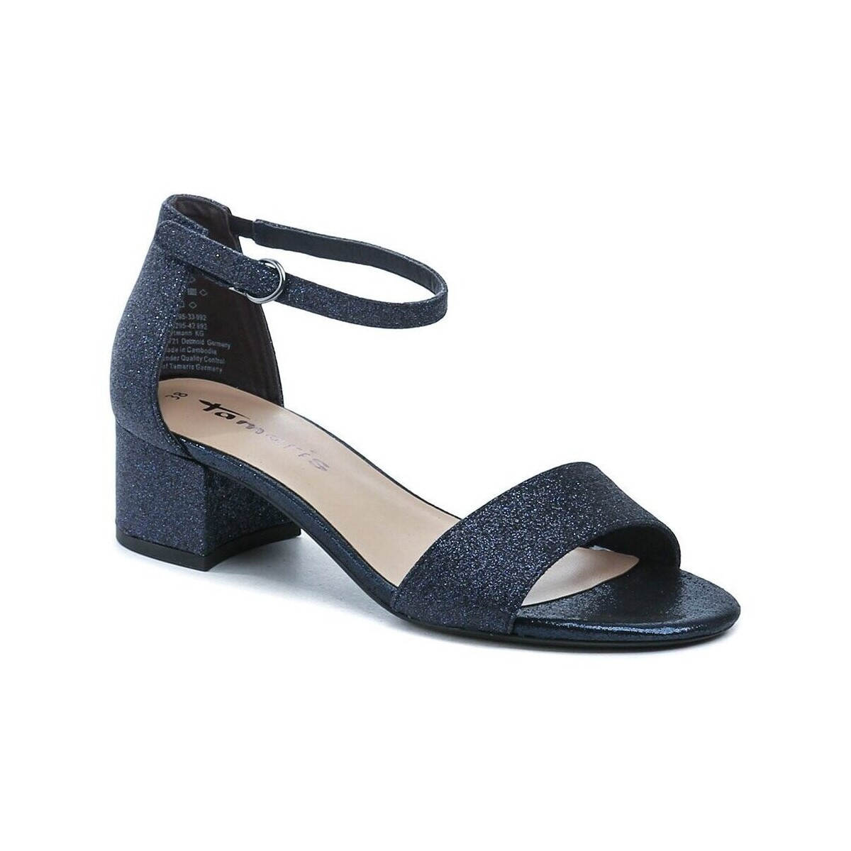 Tamaris  1-28295-42 navy glam dámské sandály na podpatku  Modrá